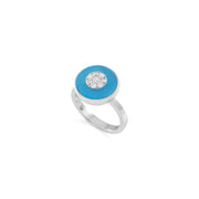 Diamond Blue Enamel Lady Ring