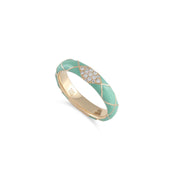 Diamond Green Enamel Ring