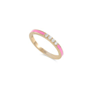 Diamond Pink Enamel Love Ring