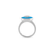 Diamond Blue Enamel Lady Ring
