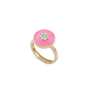 Diamond Pink Enamel Lady Ring
