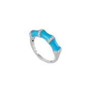Diamond Blue Enamel Charming Ring