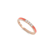 Diamond Coral Enamel Love Ring