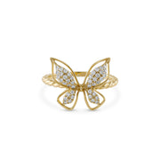 Butterfly Twisted Gold Diamond Ring